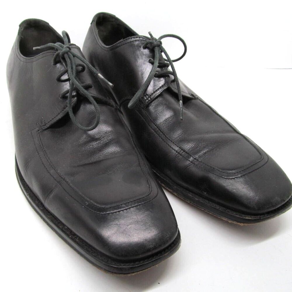Hugo Boss Mens Black Leather Apron Toe Square Toe Derbys Size US 9.5 D